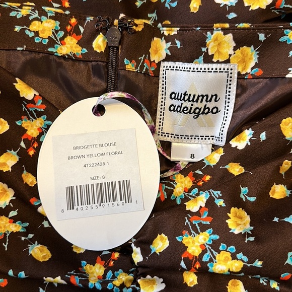 Women’s Bridgette Blouse size 8 in Brown and Yellow Autumn Adeigbo - Picture 7 of 9